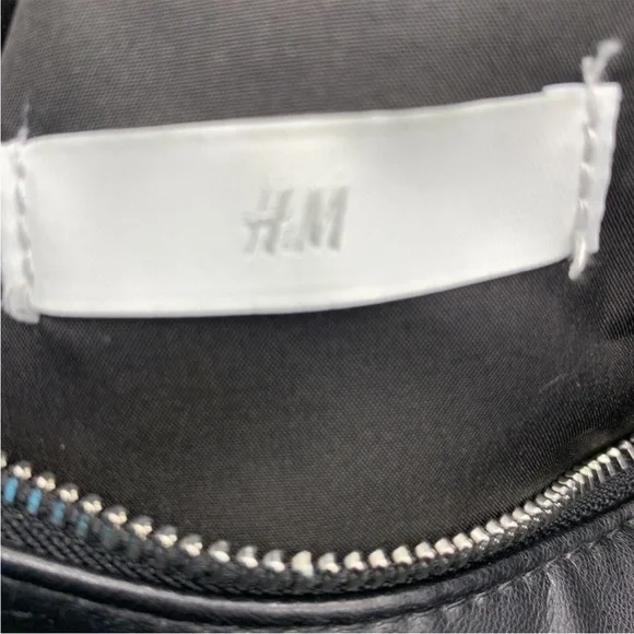 H&M Faux Leather Hobo Zip Top Shoulder Bag Purse Black EUC - Picture 3 of 4